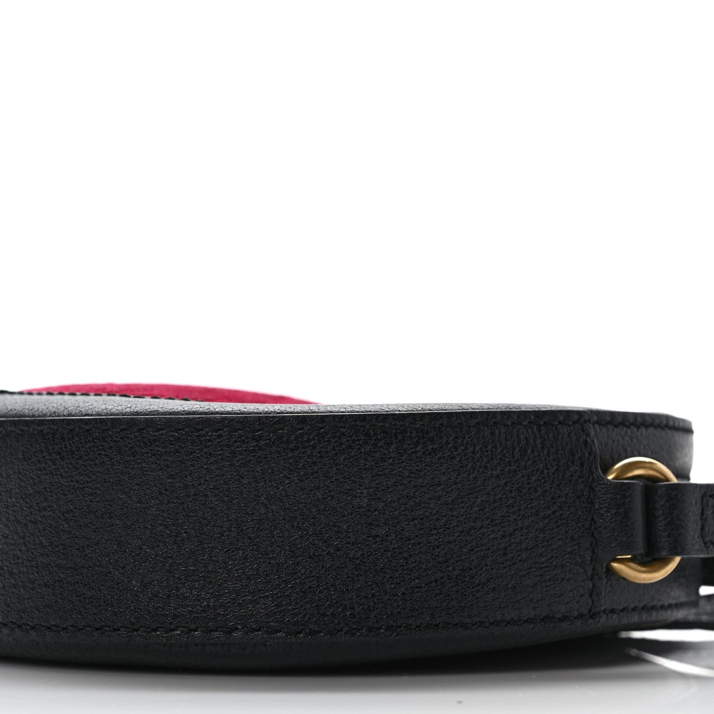 Velvet GG Monogram Textured Calfskin Round Shoulder Bag Red Cipria Black