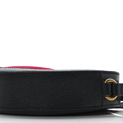 Gucci Velvet GG Monogram Textured Calfskin Round Shoulder Bag Red Cipria Black 9 of 9