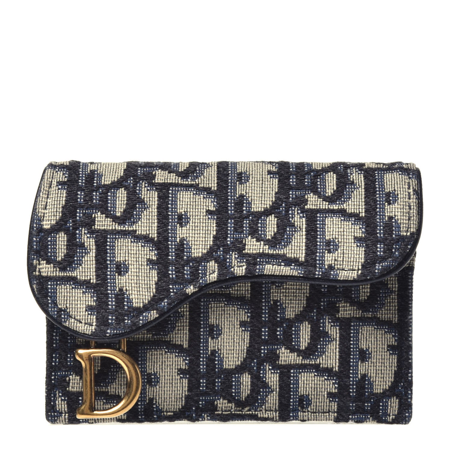 Christian Dior Oblique Saddle Card Holder Blue 1 of 7