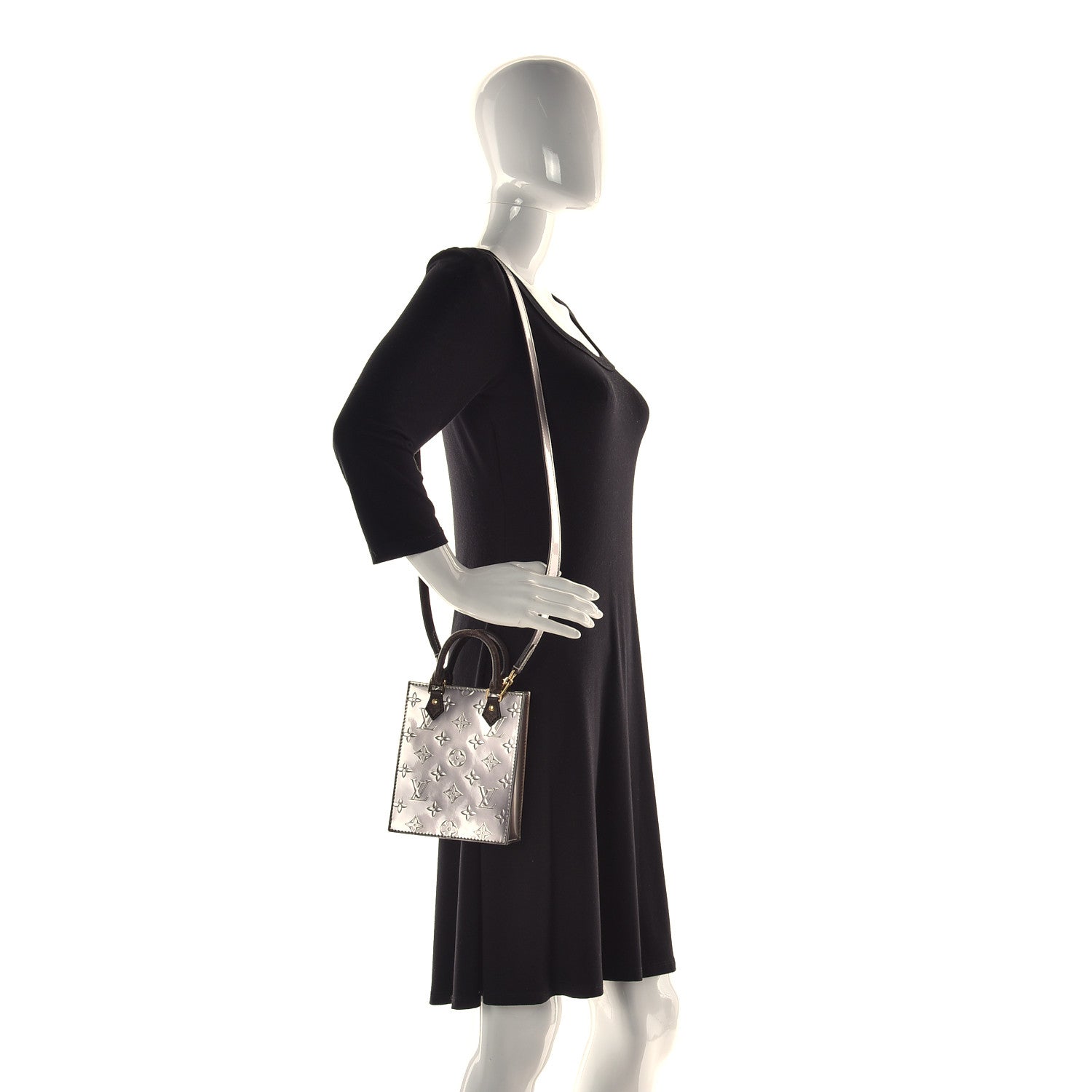 Louis Vuitton X FORNASETTI Calfskin Architettura Petit Sac Plat Black White 2 of 9