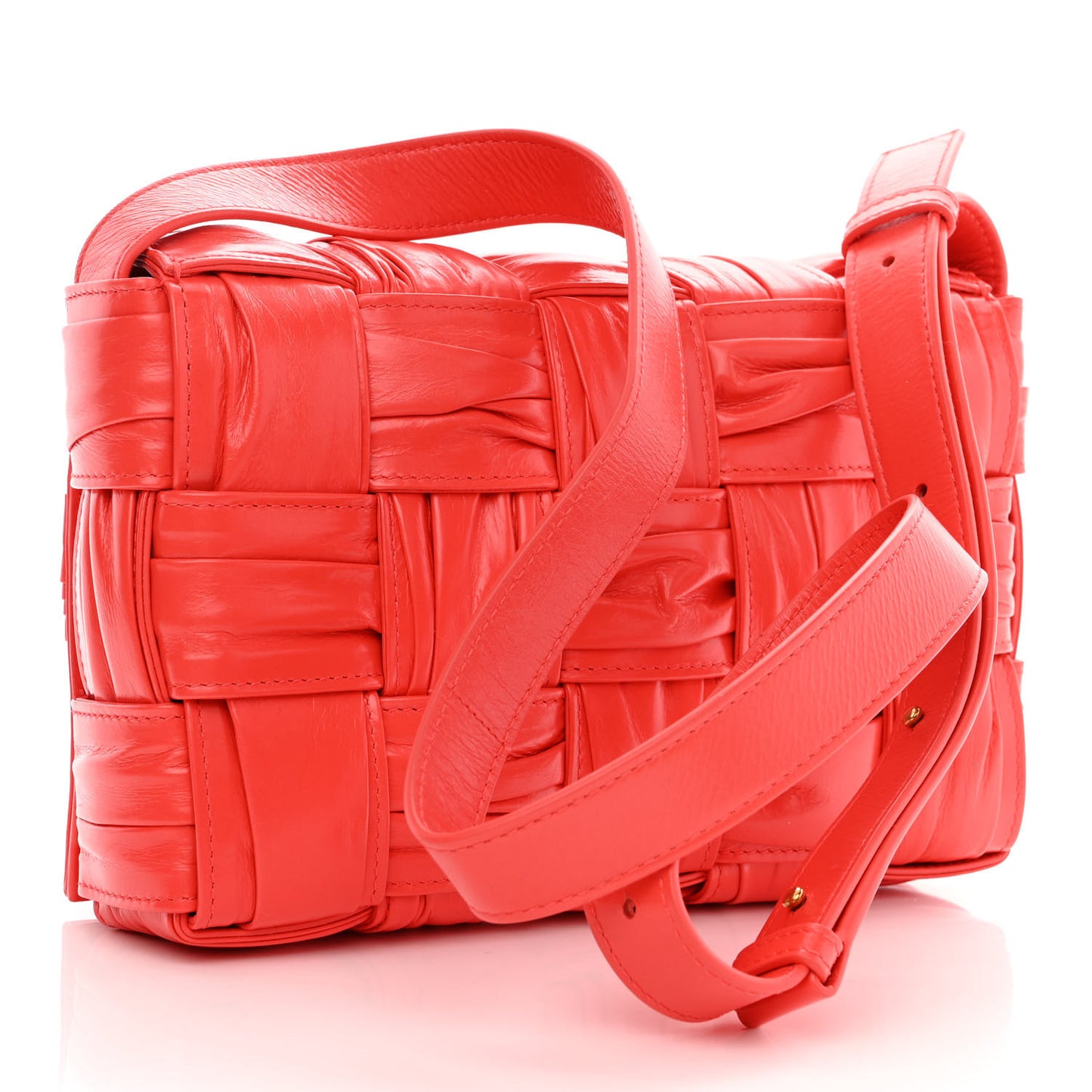 Calfskin Intreccio Plisse Cassette Crossbody Bag Sunburst