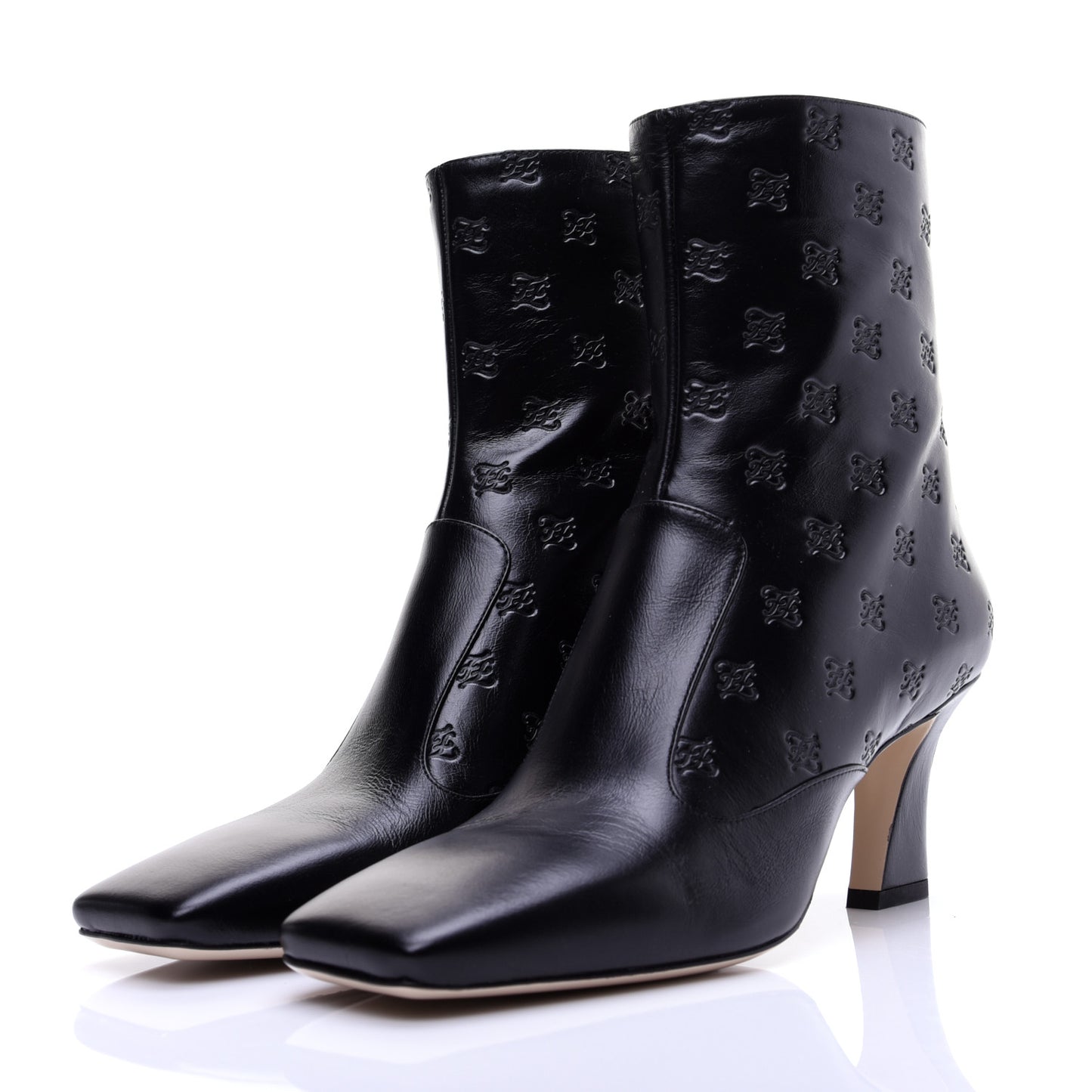 Vitello Karligraphy Embossed FFreedom Ankle Boots 39 Black