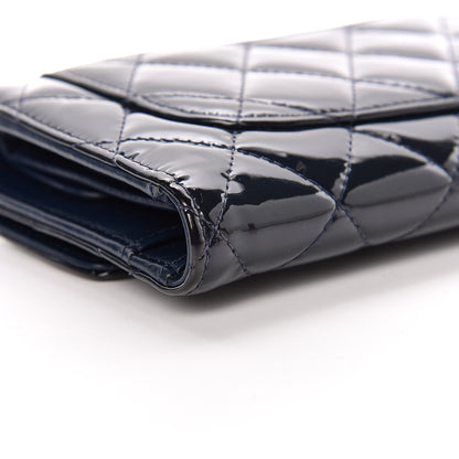 Chanel Patent Calfskin Quilted Large Flap Wallet Blue 13 of 14