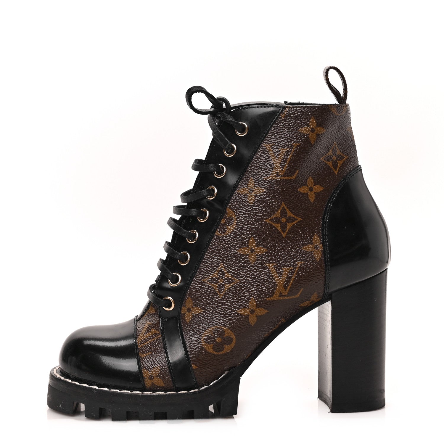 Louis Vuitton Patent Calfskin Monogram Star Trail Ankle Boots 38.5 Black 1 of 6