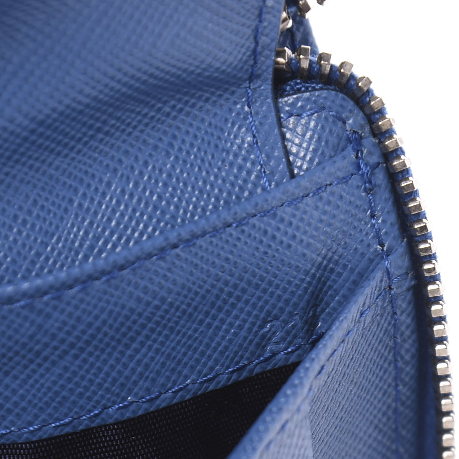 Prada Saffiano Zip Around Portfolio Wallet Azzurro 7 of 7
