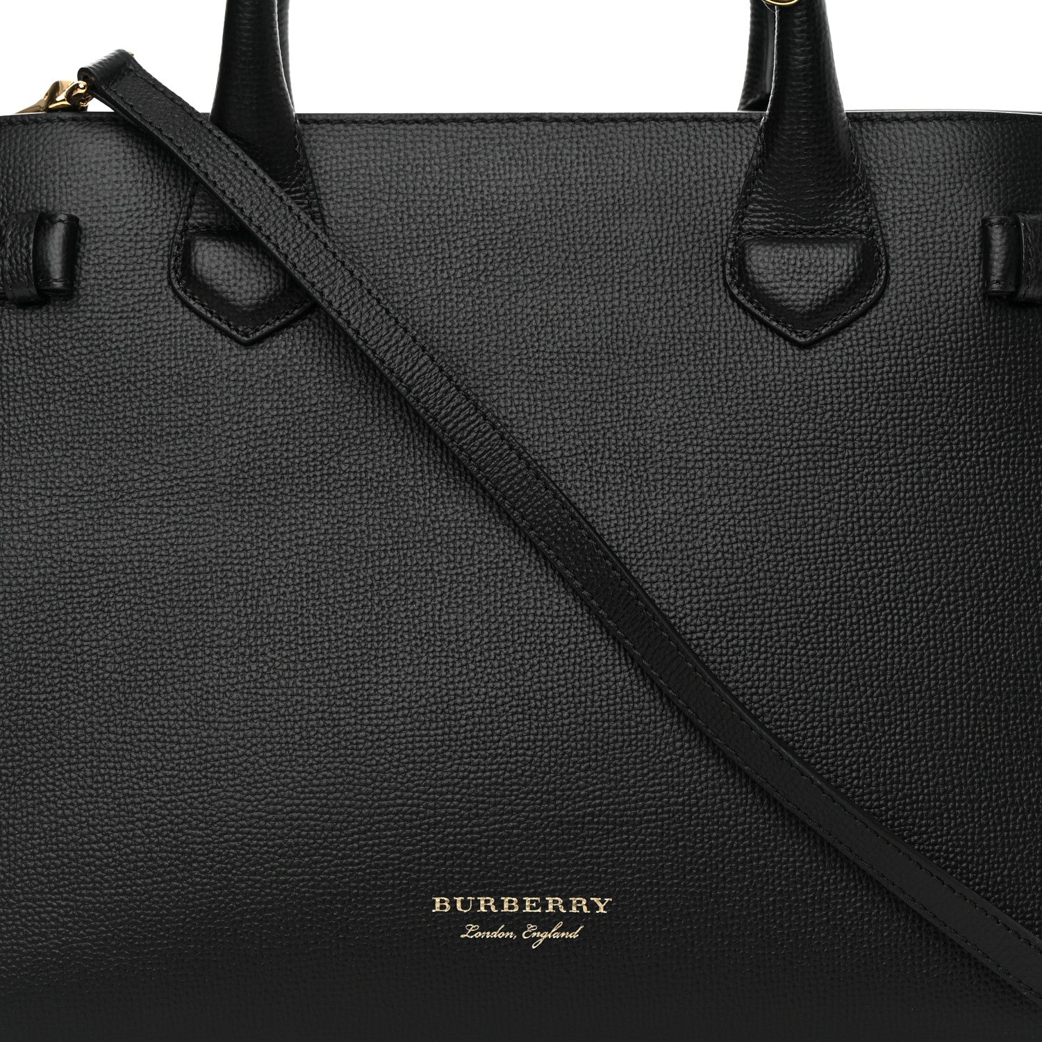 Burberry Derby Calfskin House Check Medium Banner Tote Black 8 of 12