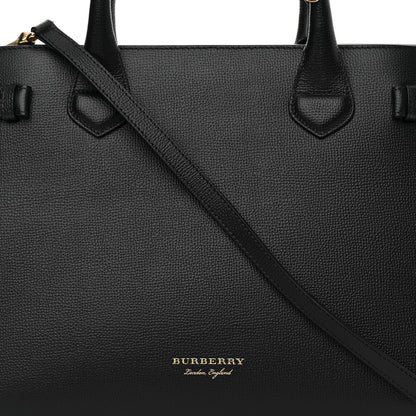 Burberry Derby Calfskin House Check Medium Banner Tote Black 8 of 12