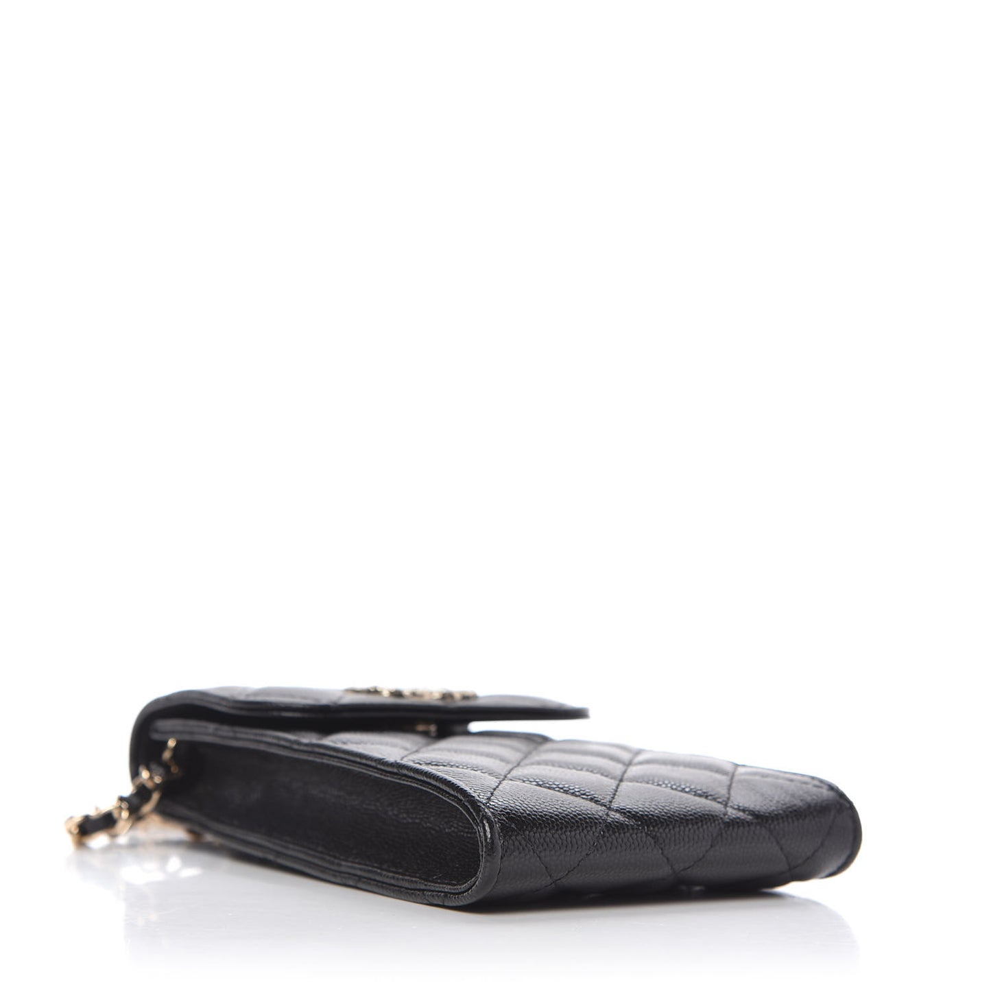 Caviar Quilted Crystal CC Airpods Pro and Phone Case With Chain Black