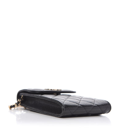 Chanel Caviar Quilted Crystal CC Airpods Pro and Phone Case With Chain Black 4 of 10