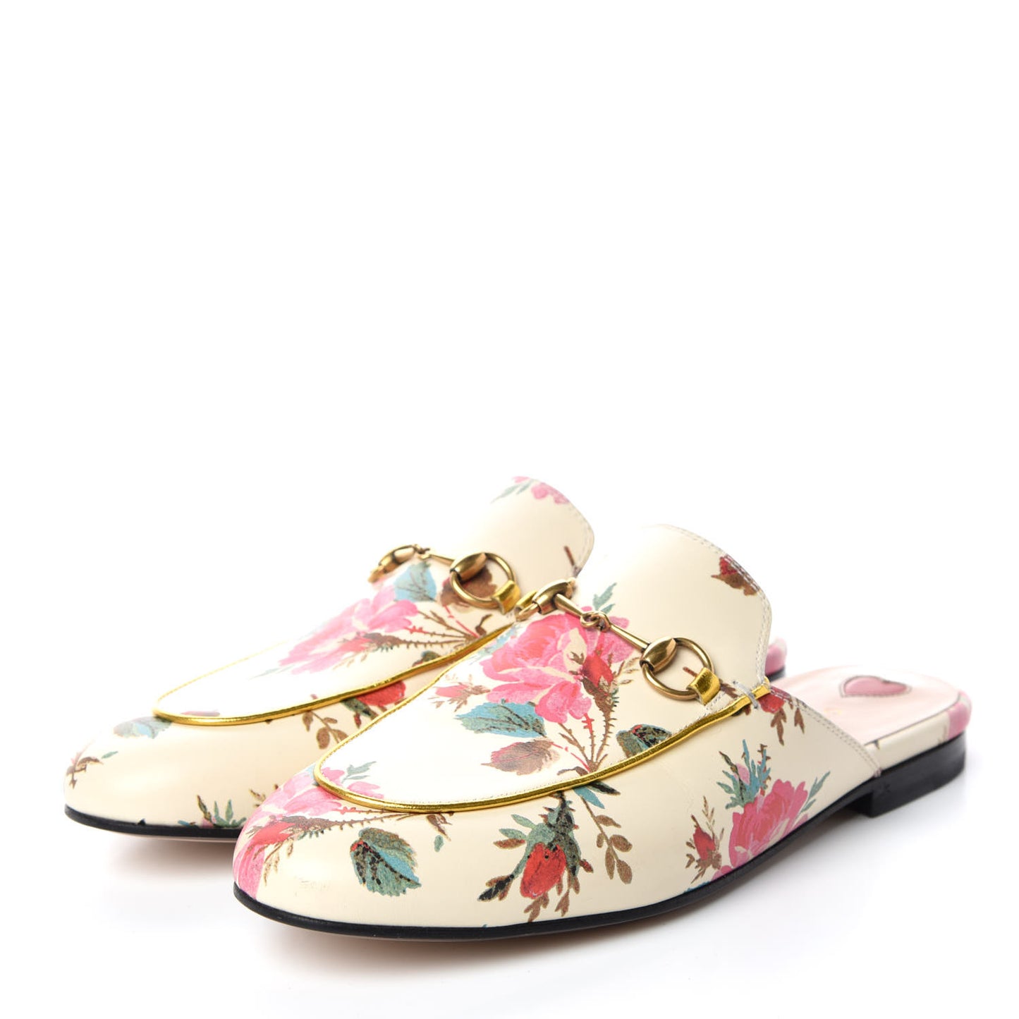Calfskin Stamp Allover Rose Princetown Slippers 38 Beige