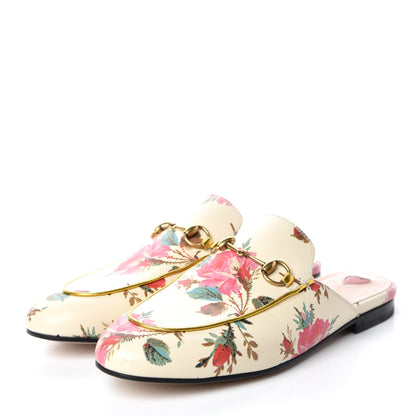 Gucci Calfskin Stamp Allover Rose Princetown Slippers 38 Beige 3 of 11