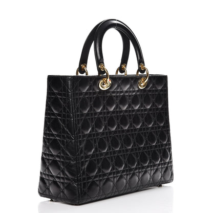 Christian Dior Lambskin Cannage Large Lady Dior Black 3 of 12