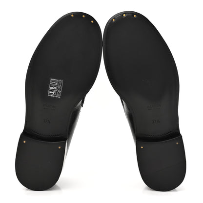 Gucci Goatskin Womens Logo 15mm Loafers 37.5 Black 5 of 10
