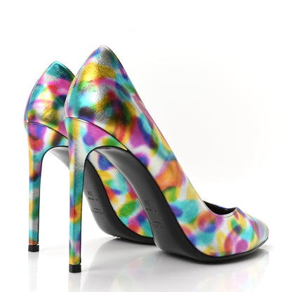 Saint Laurent Metallic Calfskin Pumps 38 Silver Multicolor 5 of 9