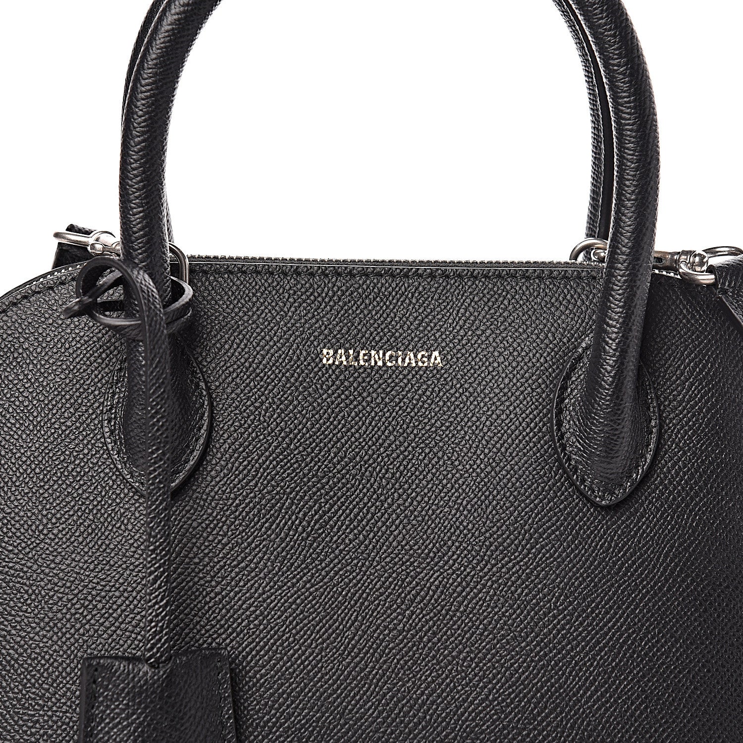 Balenciaga Signature Grained Calfskin Logo S Ville Top Handle Bag Black Rose Shocking 9 of 9