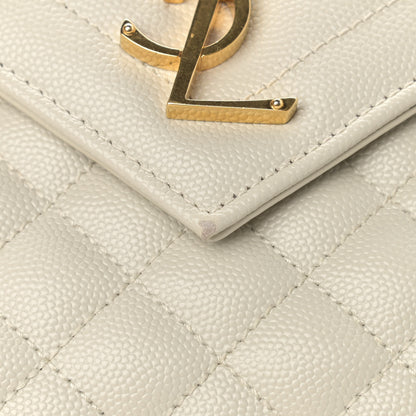 Saint Laurent Grain De Poudre Textured Mixed Matelasse Medium Triquilt Monogram Satchel Crema Soft 12 of 13