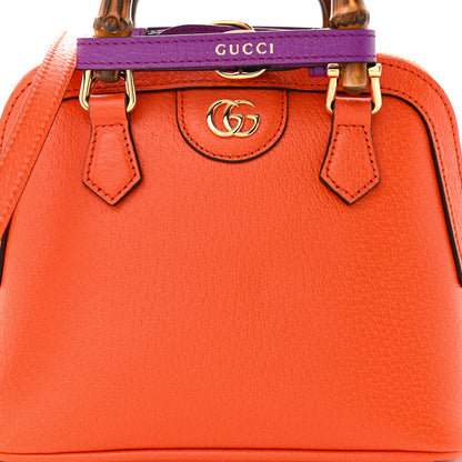 Gucci Textured Dollar Calfskin Mini Diana Dome Tote Bag Deep Orange Spicy Cyclamin 8 of 10