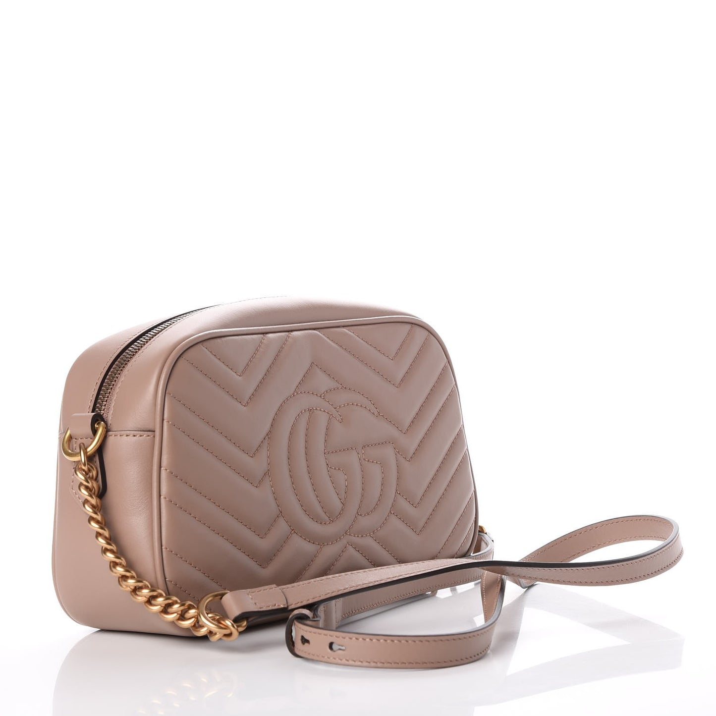 Calfskin Matelasse Small GG Marmont Chain Shoulder Bag Porcelain Rose