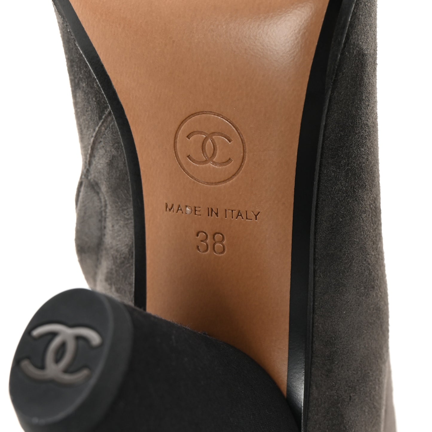 Suede Calfskin Satin Cap Toe Short Boots 38 Grey Black