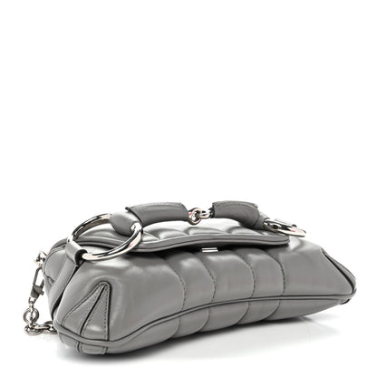 Gucci Nappa Vertical Matelasse Small Maxi Horsebit Chain Shoulder Bag Gray 4 of 9