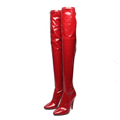 Saint Laurent Latex Ayalah 110 Over The Knee Boots 38 Red 3 of 6