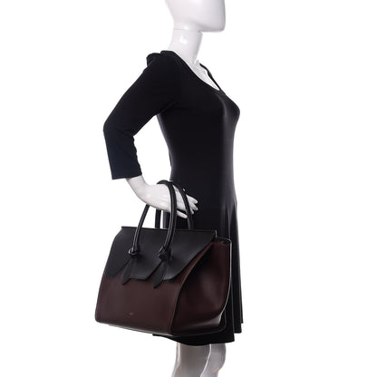 Celine Smooth Calfskin Large Bi-Color Tie Knot Tote Black Burgundy 2 of 21