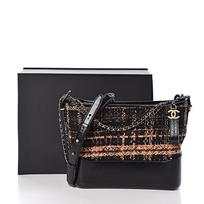 Chanel Tweed Calfskin Medium Gabrielle Hobo Black Brown 10 of 10