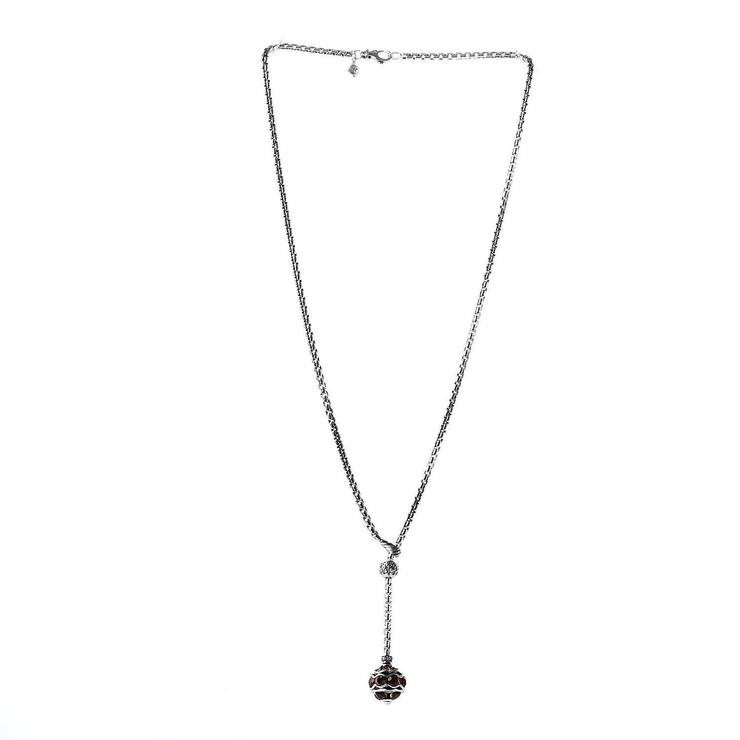 Sterling Silver Citrine Diamond Lariat Drop Necklace