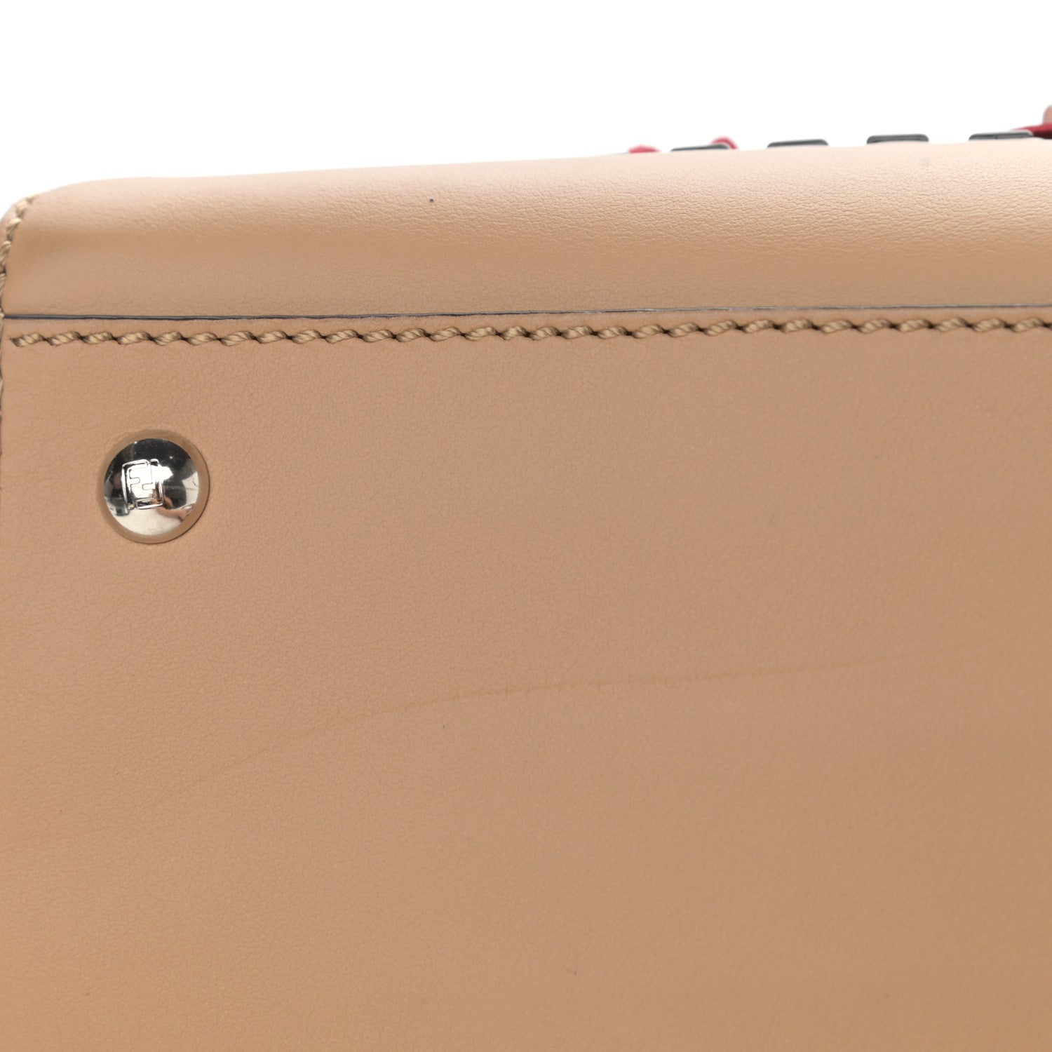 Fendi Calfskin Flowerland Studded Dotcom Satchel Cuoio Multicolor 13 of 15