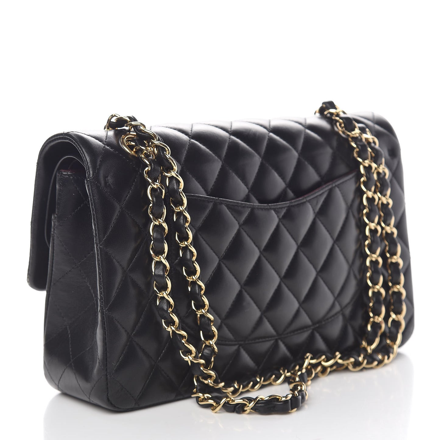 Lambskin Quilted Medium Double Flap Black