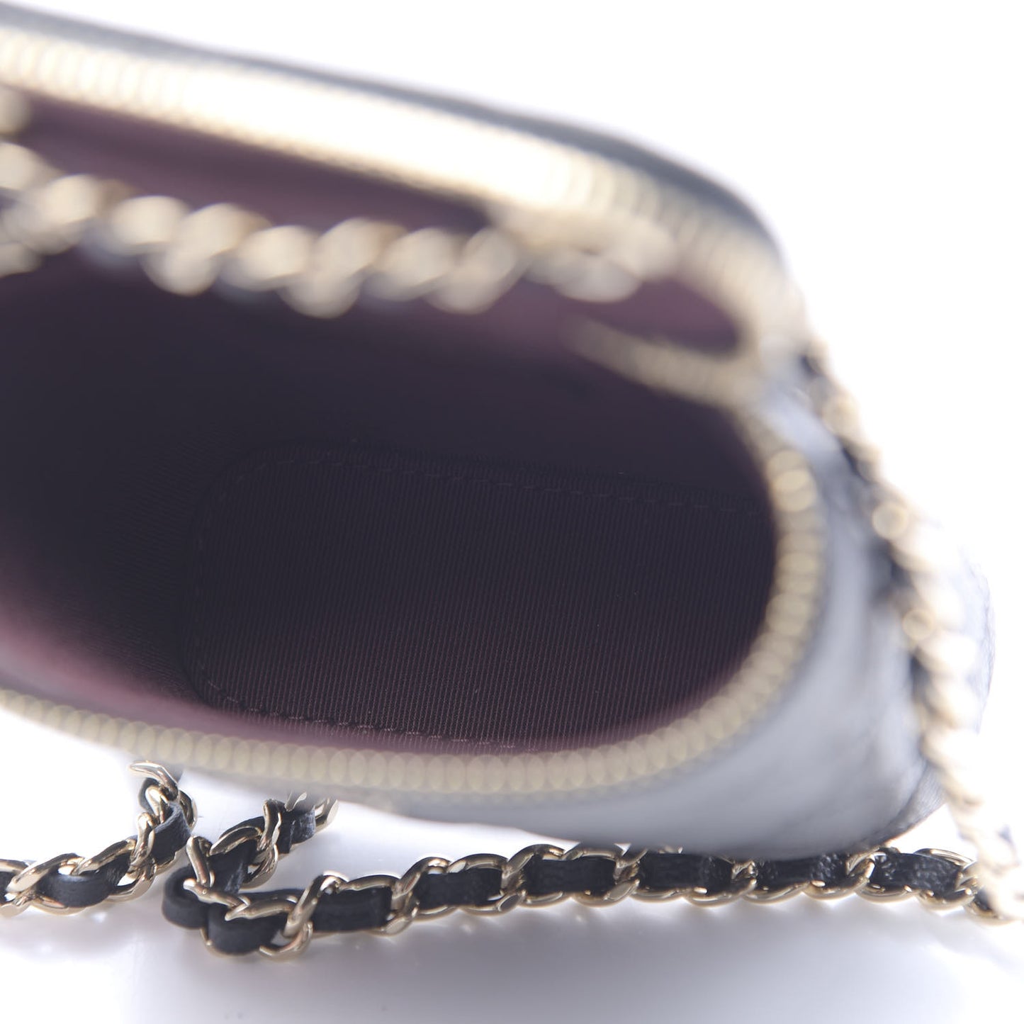 Caviar Quilted Small Vertical Coco Beauty Vanity Case With Chain Black