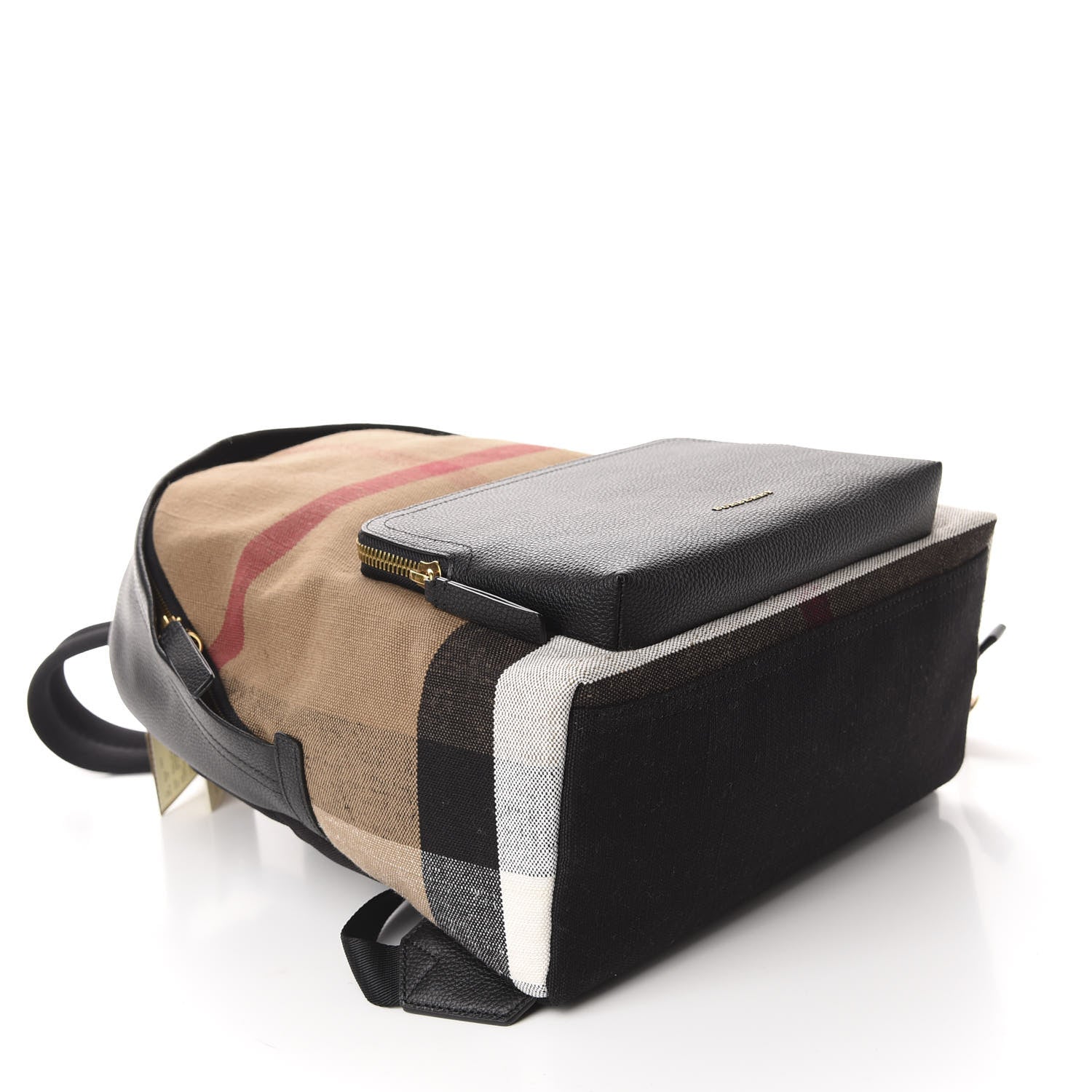 Burberry Mega Check Calfskin Abbeydale Simple Backpack Black Camel 3 of 8