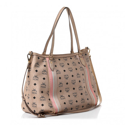 MCM Visetos Striped Tote Beige 2 of 4