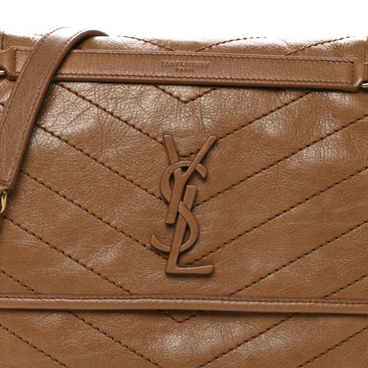 Saint Laurent Crinkled Calfskin Matelasse Monogram Medium Niki Chain Satchel Caramel 8 of 10