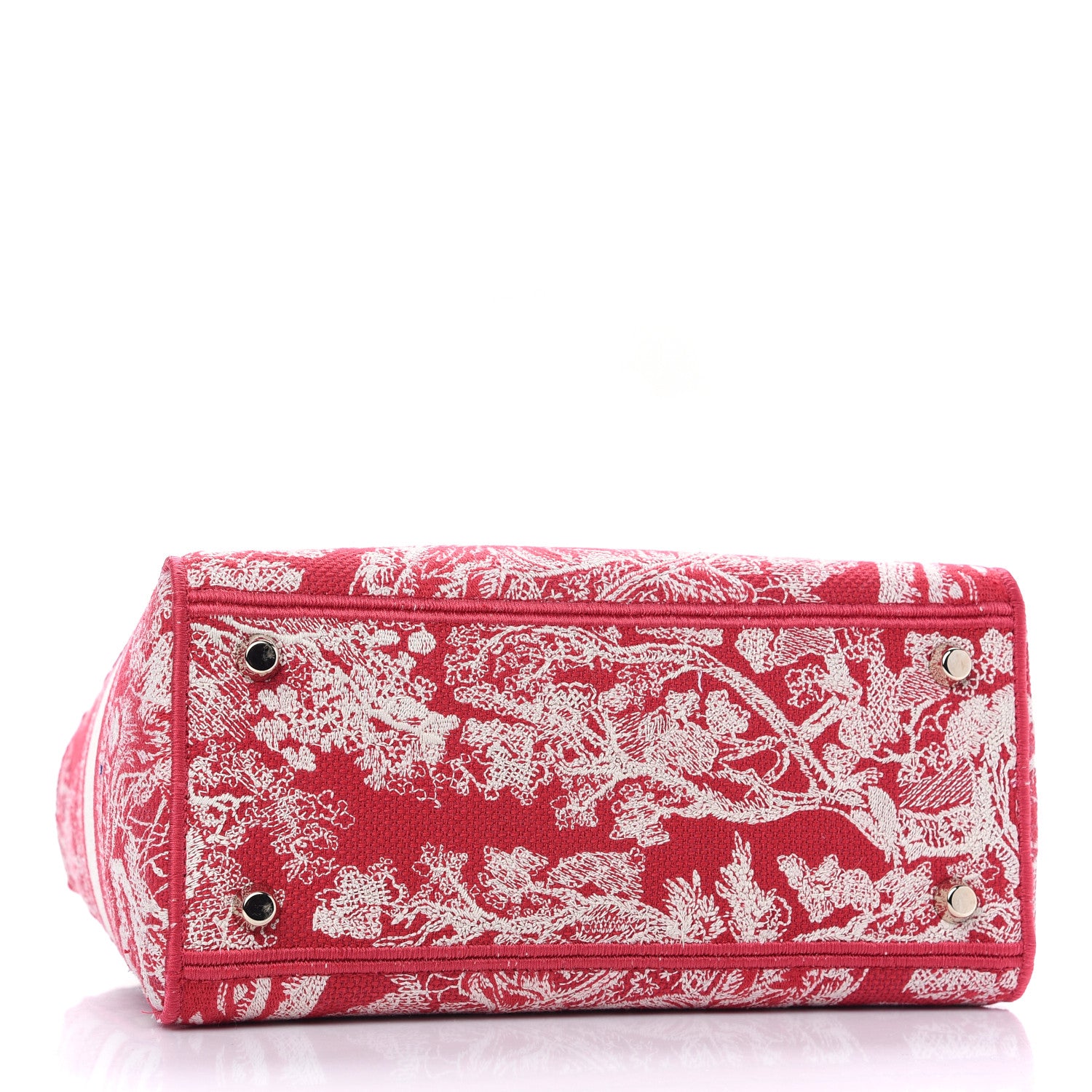 Christian Dior Canvas Toile De Jouy Reverse Embroidered Medium Lady D-Lite Red 4 of 8