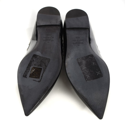 Valentino Garavani Patent Rockstud Ballerina Flats 39.5 Black 6 of 8
