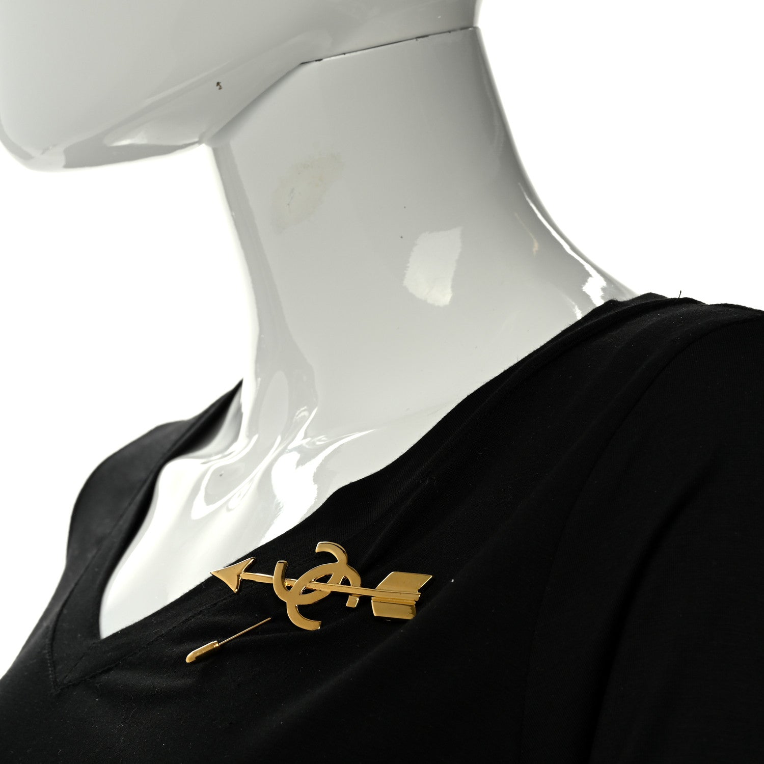 Chanel Metal CC Arrow Brooch Pin Gold 2 of 6