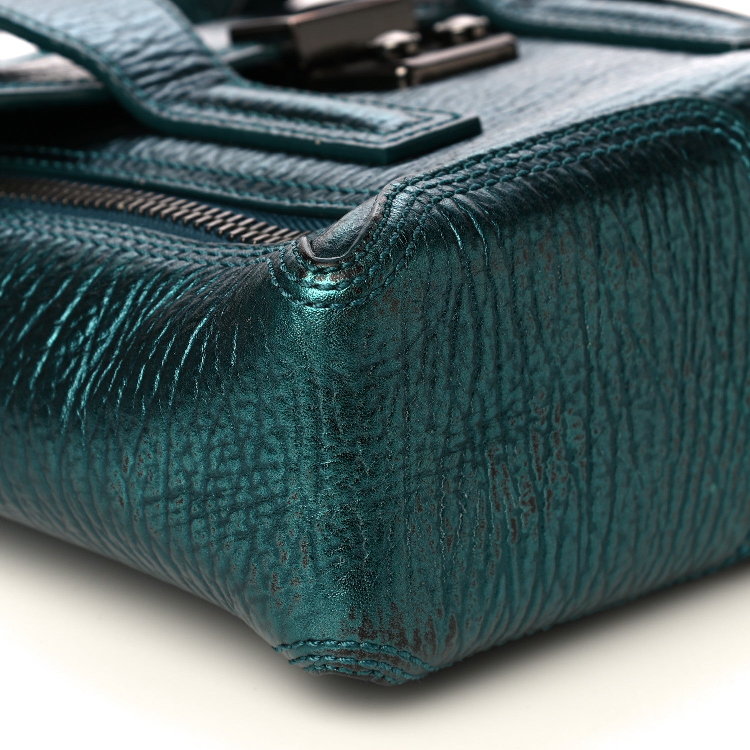3.1 Phillip Lim Metallic Textured Calfskin Mini Pashli Satchel Turquoise 8 of 13