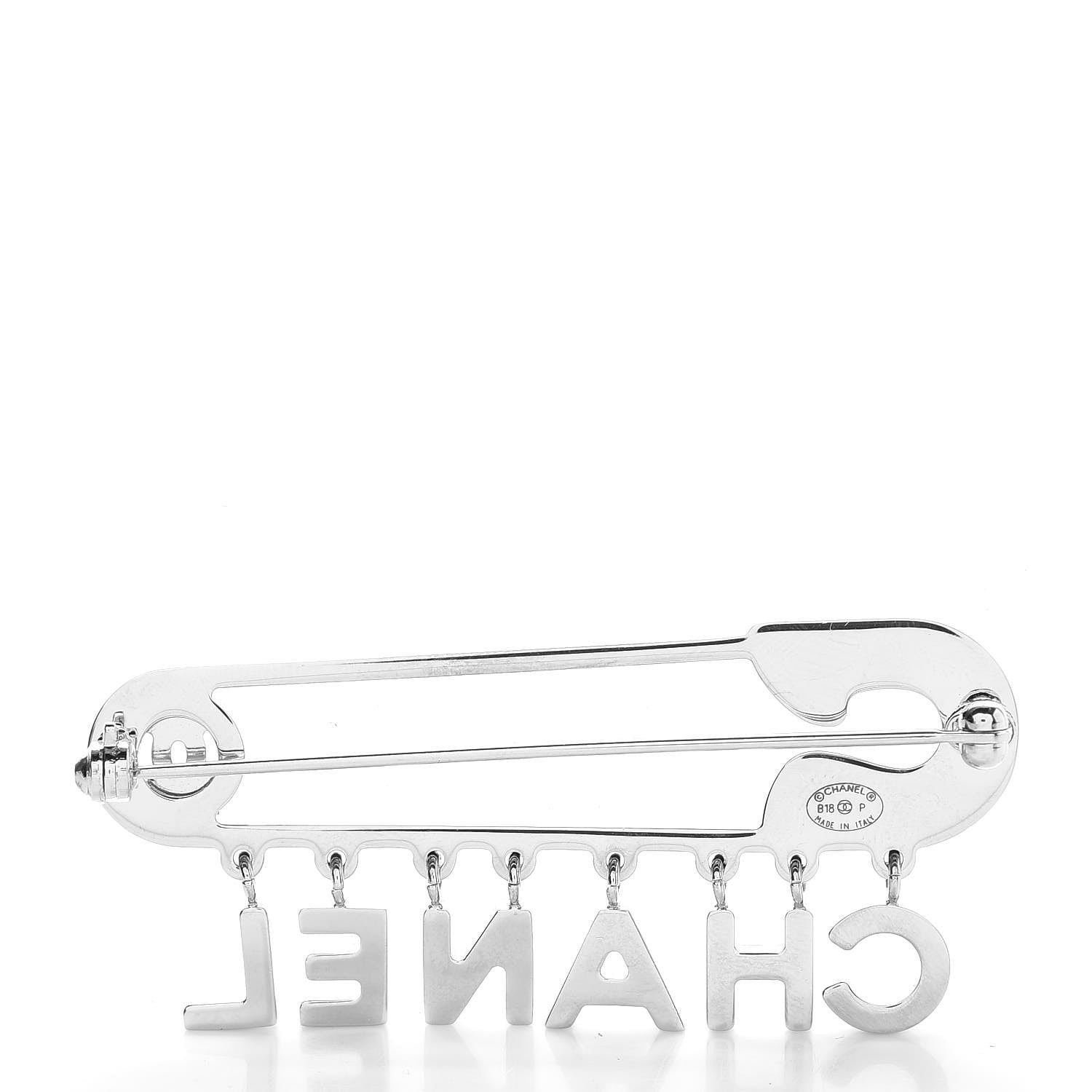 Chanel Crystal Safety Pin Brooch Silver 3 of 5