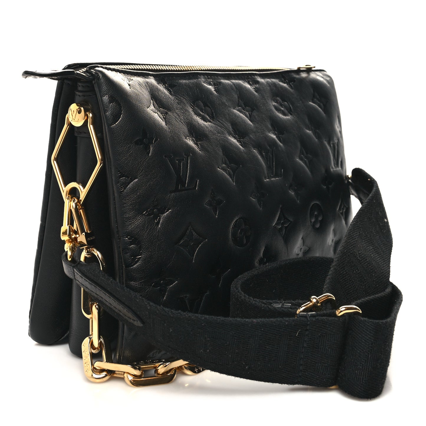 Lambskin Embossed Monogram Coussin PM Black