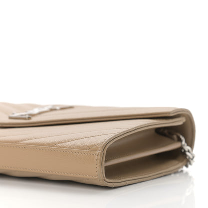 Saint Laurent Grain De Poudre Matelasse Chevron Monogram Chain Wallet Deep Beige 11 of 13