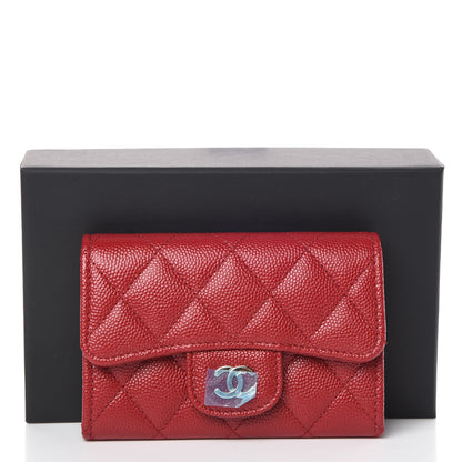 Chanel Caviar Quilted Flap Card Holder Dark Red 11 of 11