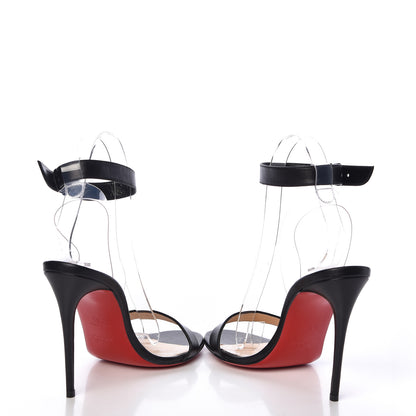 Christian Louboutin Calfskin PVC Jonatina 100 Sandals 36.5 Black 5 of 10