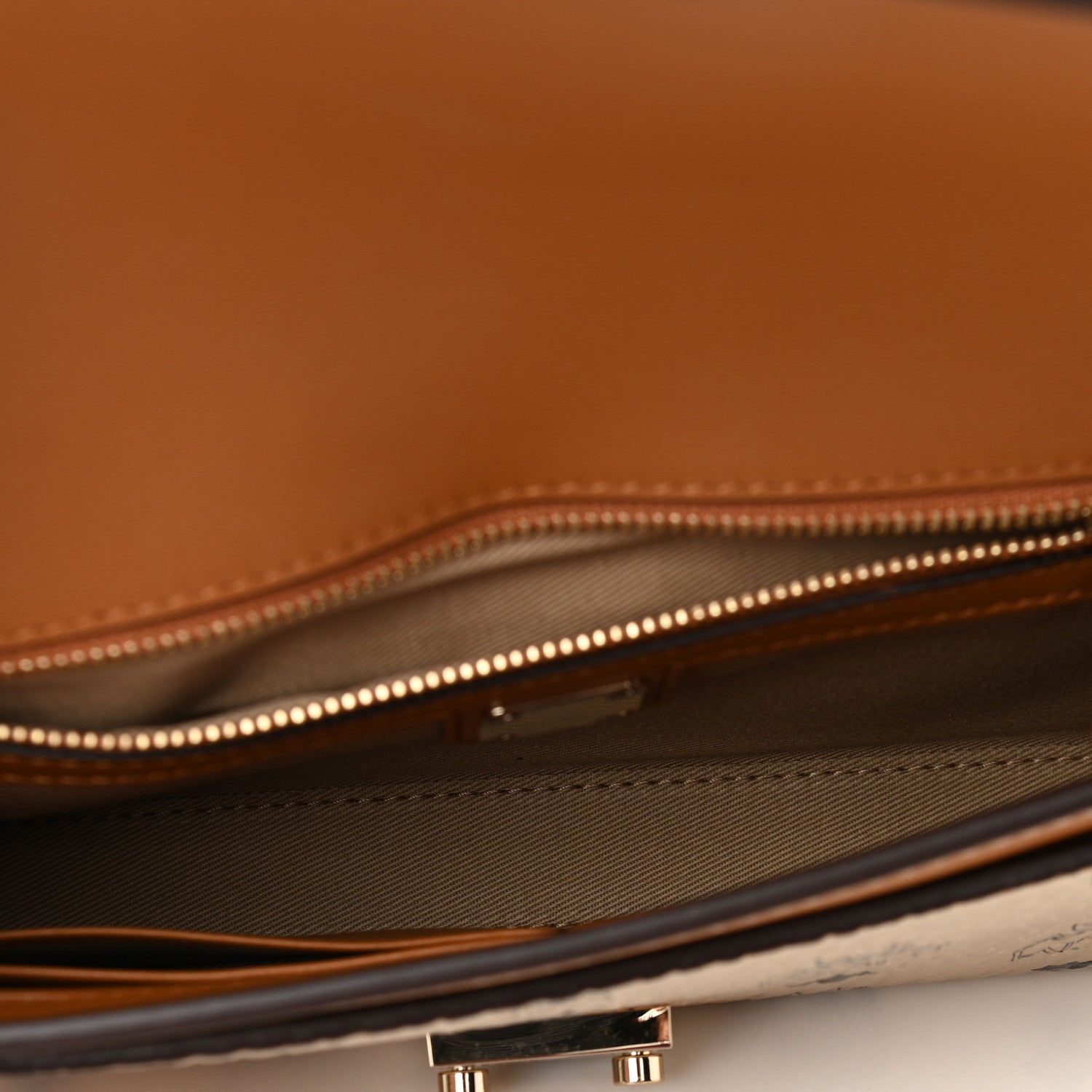 MCM Metallic Visetos Medium Millie Crossbody Bag Berlin Gold 5 of 9