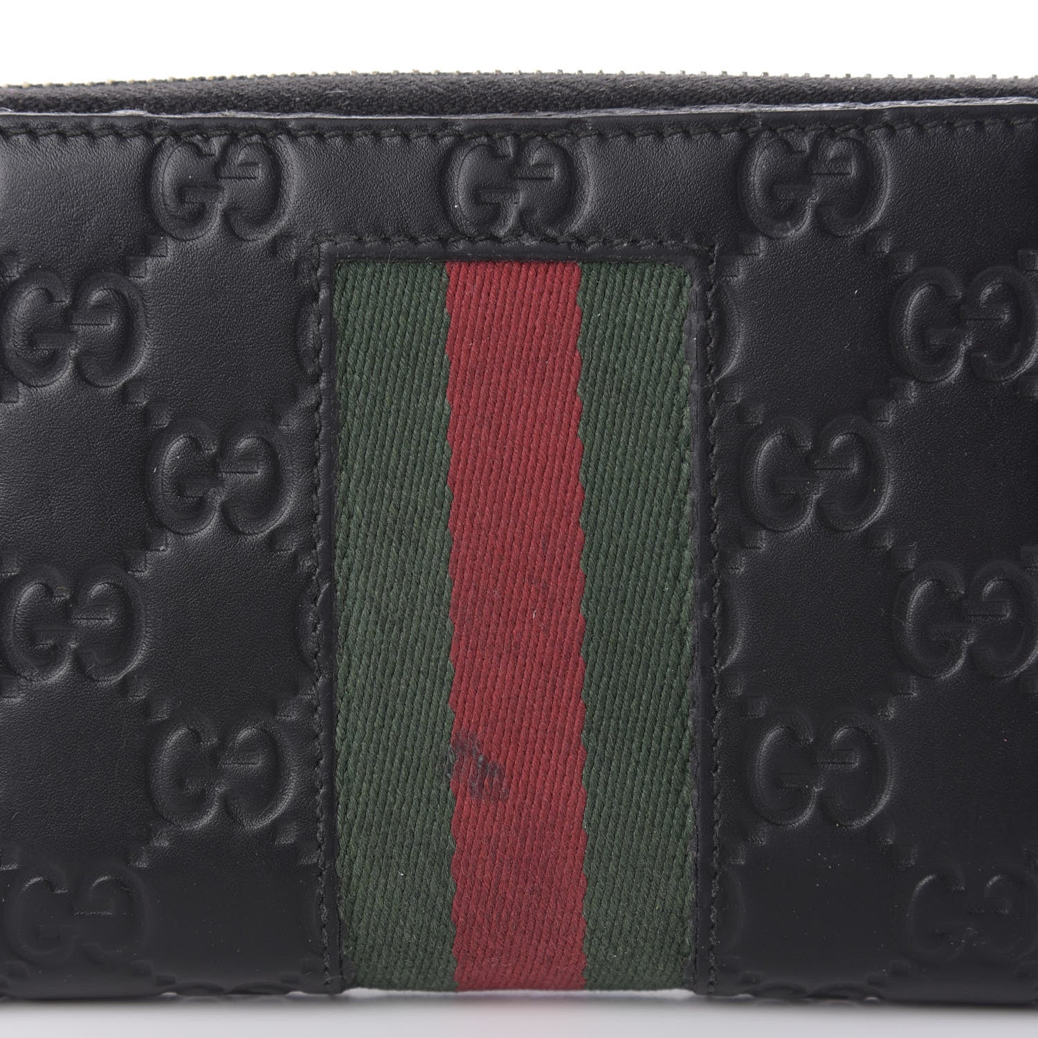Gucci Guccissima Web Zip Around Wallet Black 10 of 12