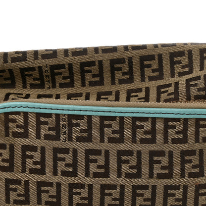 Fendi Zucchino Cuoio Small Chef Pocket Shoulder Bag Mogano Panna Turquoise 8 of 10