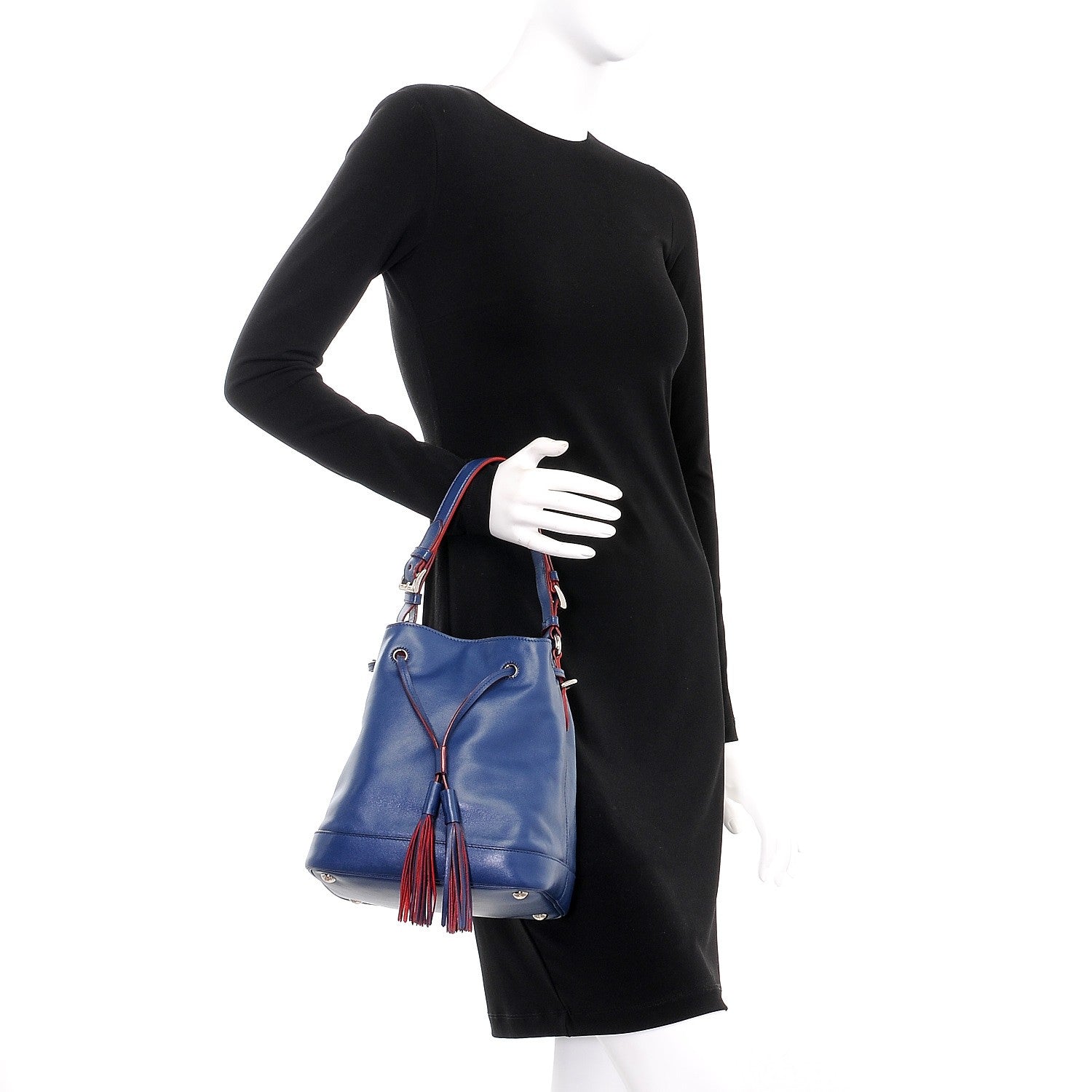 Prada Soft Calf Bucket Bag Bleuette 3 of 9