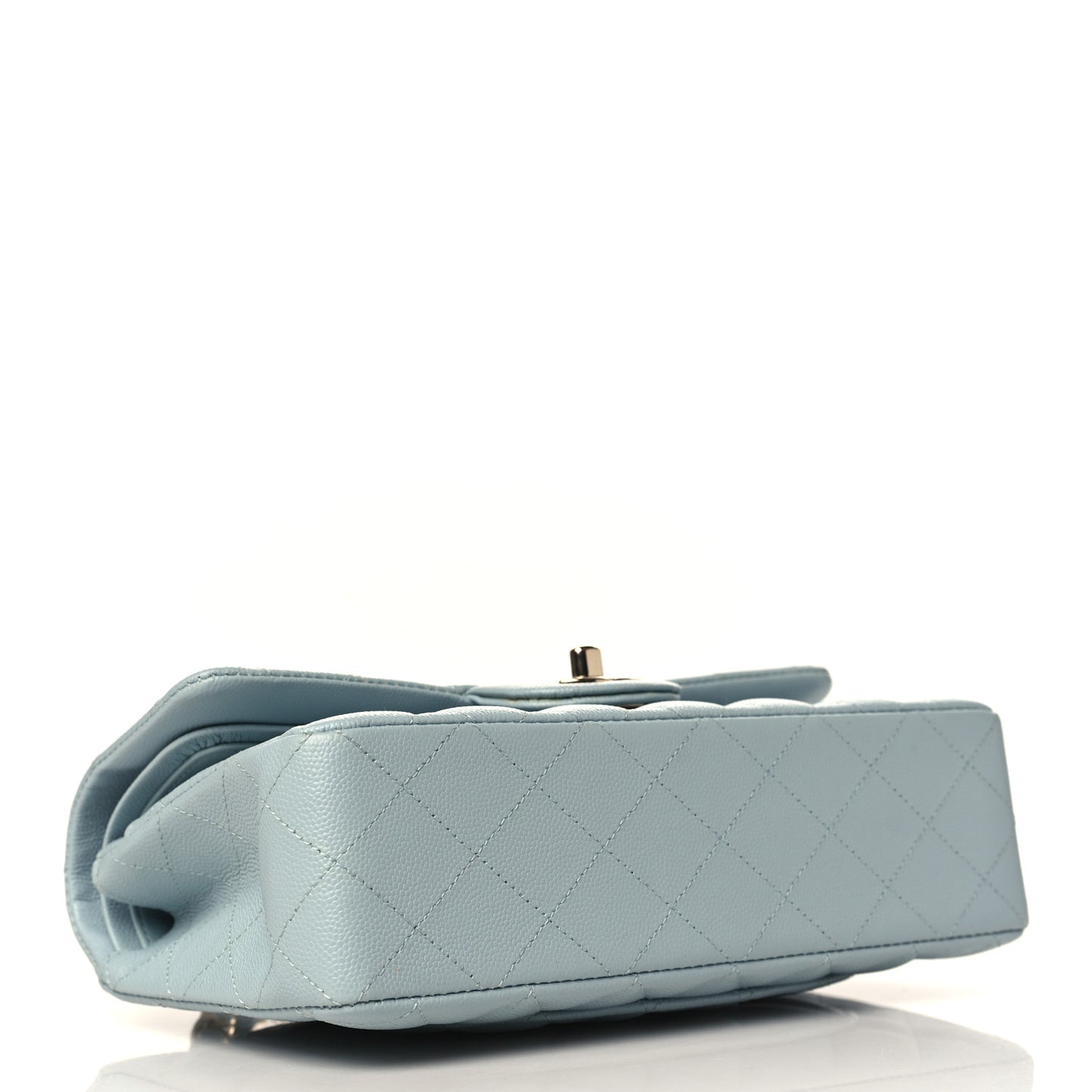 Caviar Quilted Small Double Flap Light Blue