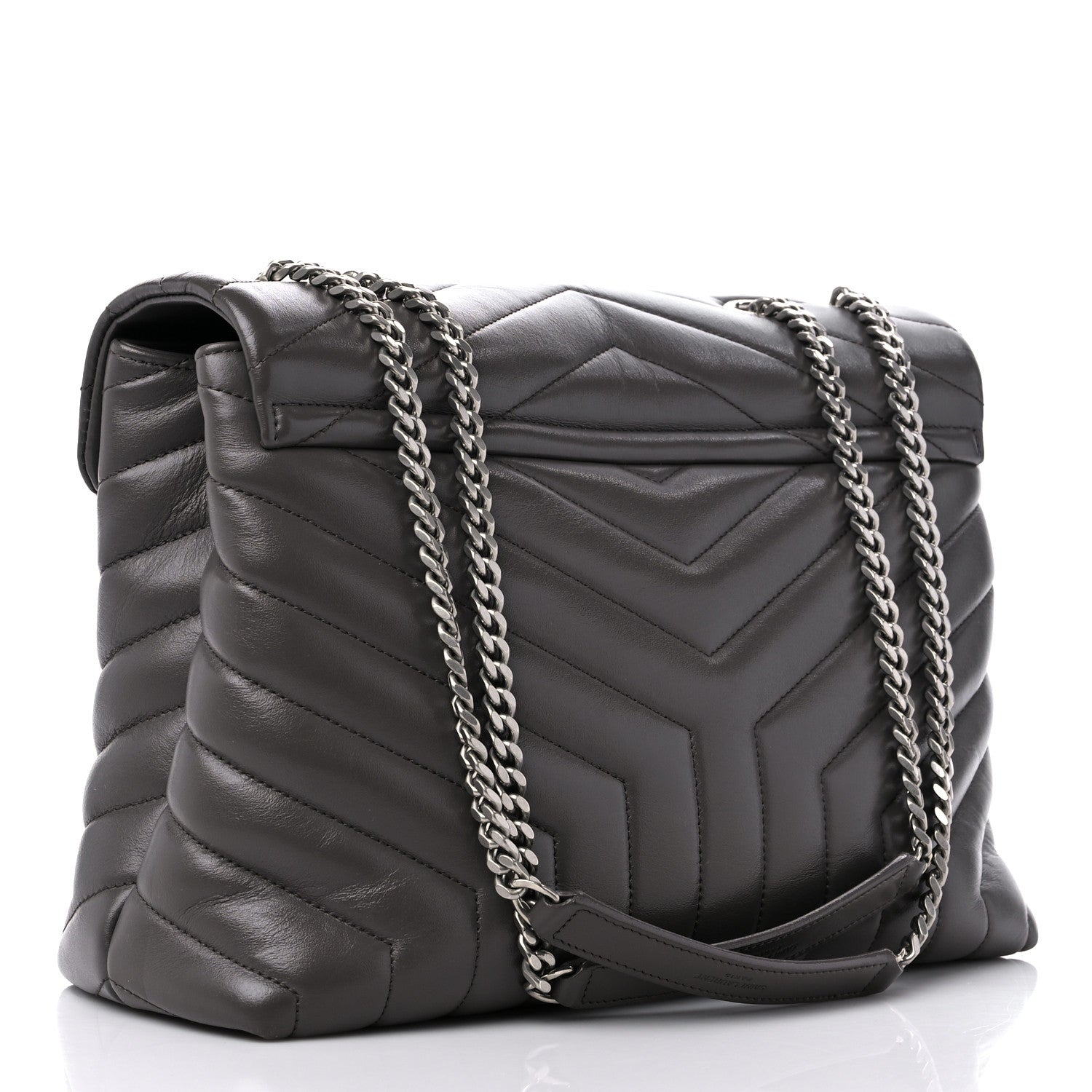 Saint Laurent Calfskin Y Quilted Monogram Medium Loulou Chain Satchel Earth 3 of 11