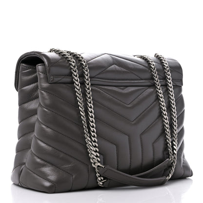 Saint Laurent Calfskin Y Quilted Monogram Medium Loulou Chain Satchel Earth 3 of 11